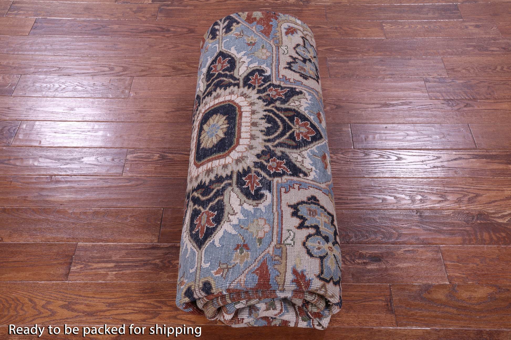 Ivory Square Persian Fine Serapi Hand Knotted Wool Rug - 9' 11" X 10' 0" - Golden Nile