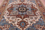 Ivory Persian Fine Serapi Hand Knotted Wool Rug - 7' 10" X 10' 0" - Golden Nile