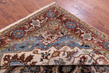 Ivory Persian Fine Serapi Hand Knotted Wool Rug - 7' 10" X 10' 0" - Golden Nile