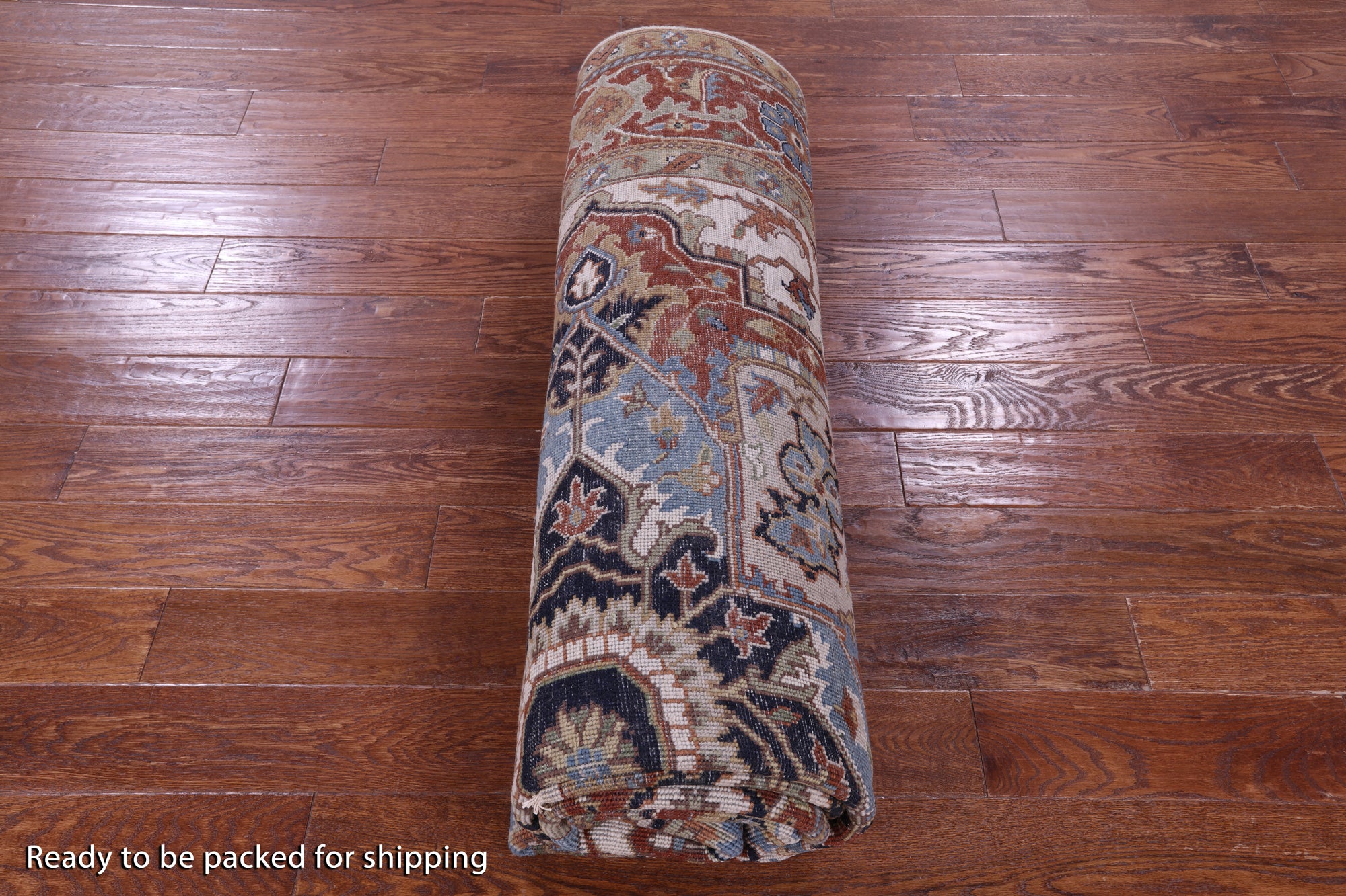 Ivory Persian Fine Serapi Hand Knotted Wool Rug - 7' 10" X 10' 0" - Golden Nile