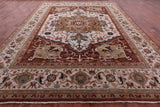 Ivory Persian Fine Serapi Hand Knotted Wool Rug - 11' 9" X 15' 1" - Golden Nile