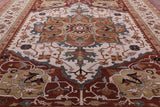 Ivory Persian Fine Serapi Hand Knotted Wool Rug - 11' 9" X 15' 1" - Golden Nile
