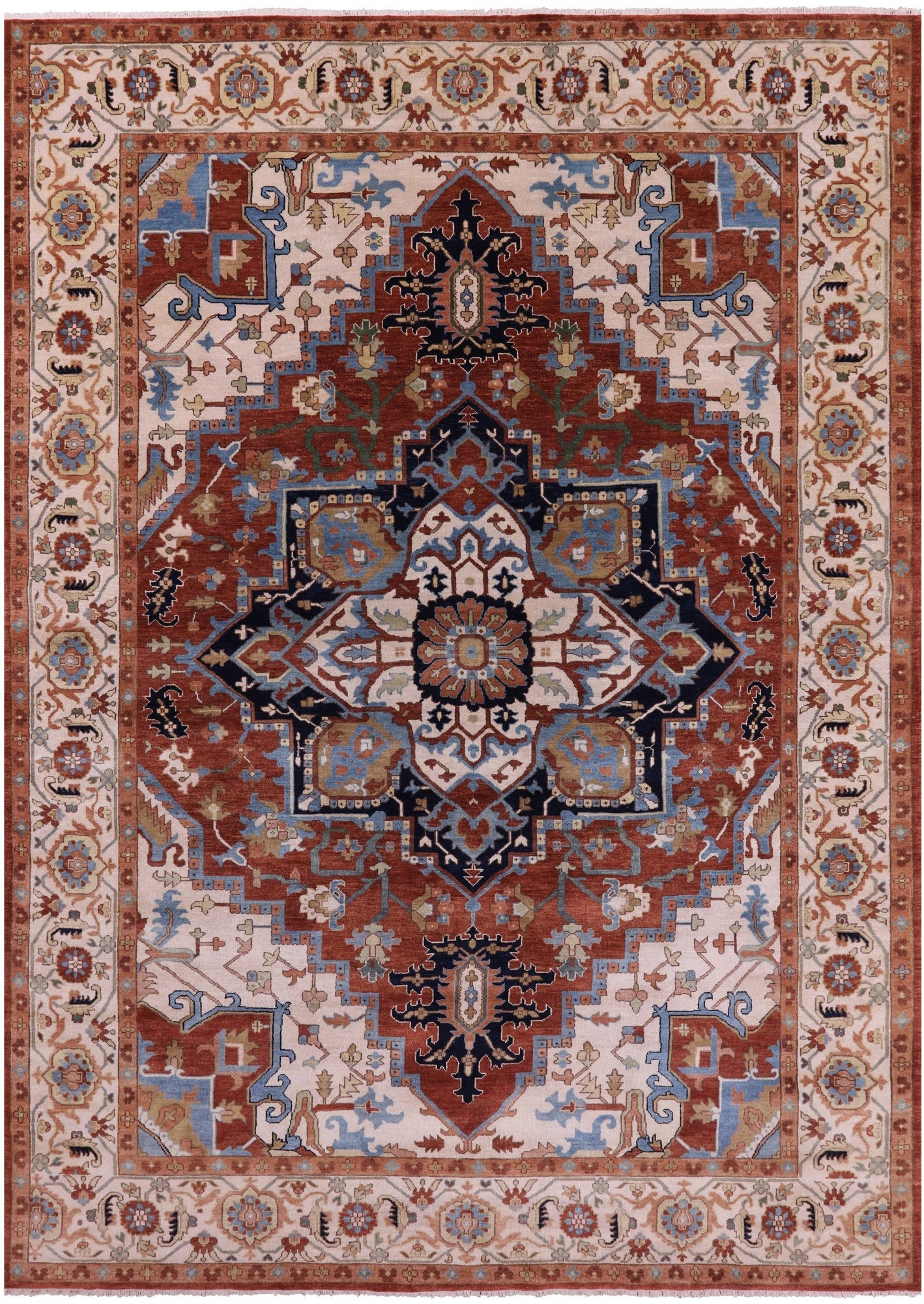 Persian Fine Serapi Hand Knotted Wool Rug - 9' 8" X 14' 1" - Golden Nile