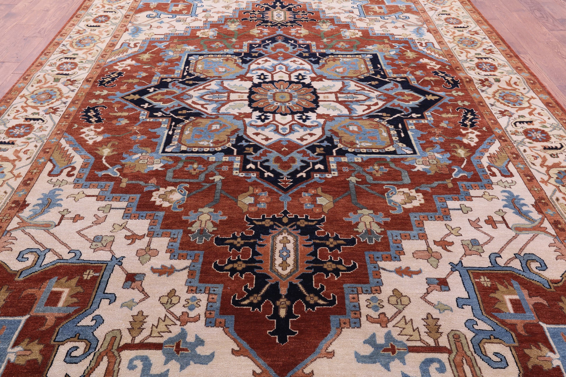 Persian Fine Serapi Hand Knotted Wool Rug - 9' 8" X 14' 1" - Golden Nile