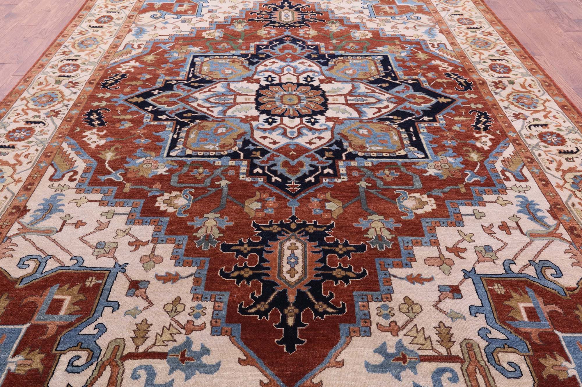 Persian Fine Serapi Hand Knotted Wool Rug - 9' 8" X 14' 1" - Golden Nile