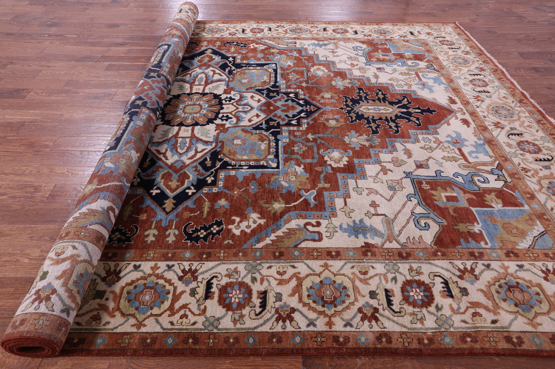 Persian Fine Serapi Hand Knotted Wool Rug - 9' 8" X 14' 1" - Golden Nile