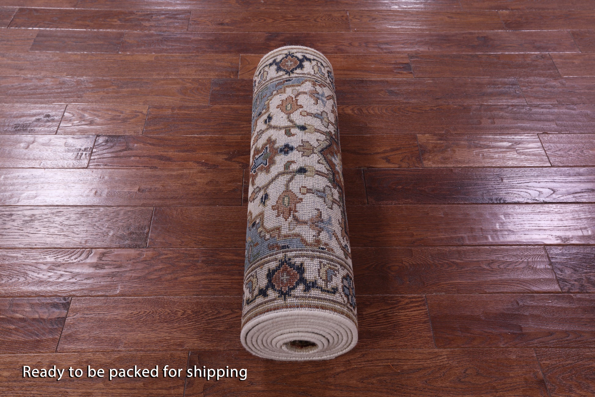 Ivory Persian Fine Serapi Hand Knotted Wool Runner Rug - 2' 7" X 11' 9" - Golden Nile