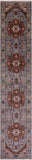 Blue Persian Fine Serapi Hand Knotted Wool Runner Rug - 2' 8" X 14' 1" - Golden Nile