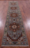 Blue Persian Fine Serapi Hand Knotted Wool Runner Rug - 2' 8" X 14' 1" - Golden Nile