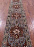 Blue Persian Fine Serapi Hand Knotted Wool Runner Rug - 2' 8" X 14' 1" - Golden Nile