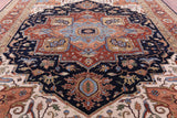 Blue Persian Fine Serapi Hand Knotted Wool Rug - 11' 8" X 14' 11" - Golden Nile