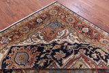 Blue Persian Fine Serapi Hand Knotted Wool Rug - 7' 9" X 9' 9" - Golden Nile