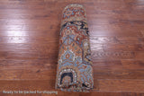 Blue Persian Fine Serapi Hand Knotted Wool Rug - 7' 9" X 9' 9" - Golden Nile