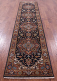 Blue Persian Fine Serapi Handmade Wool Runner Rug - 2' 8" X 11' 10" - Golden Nile