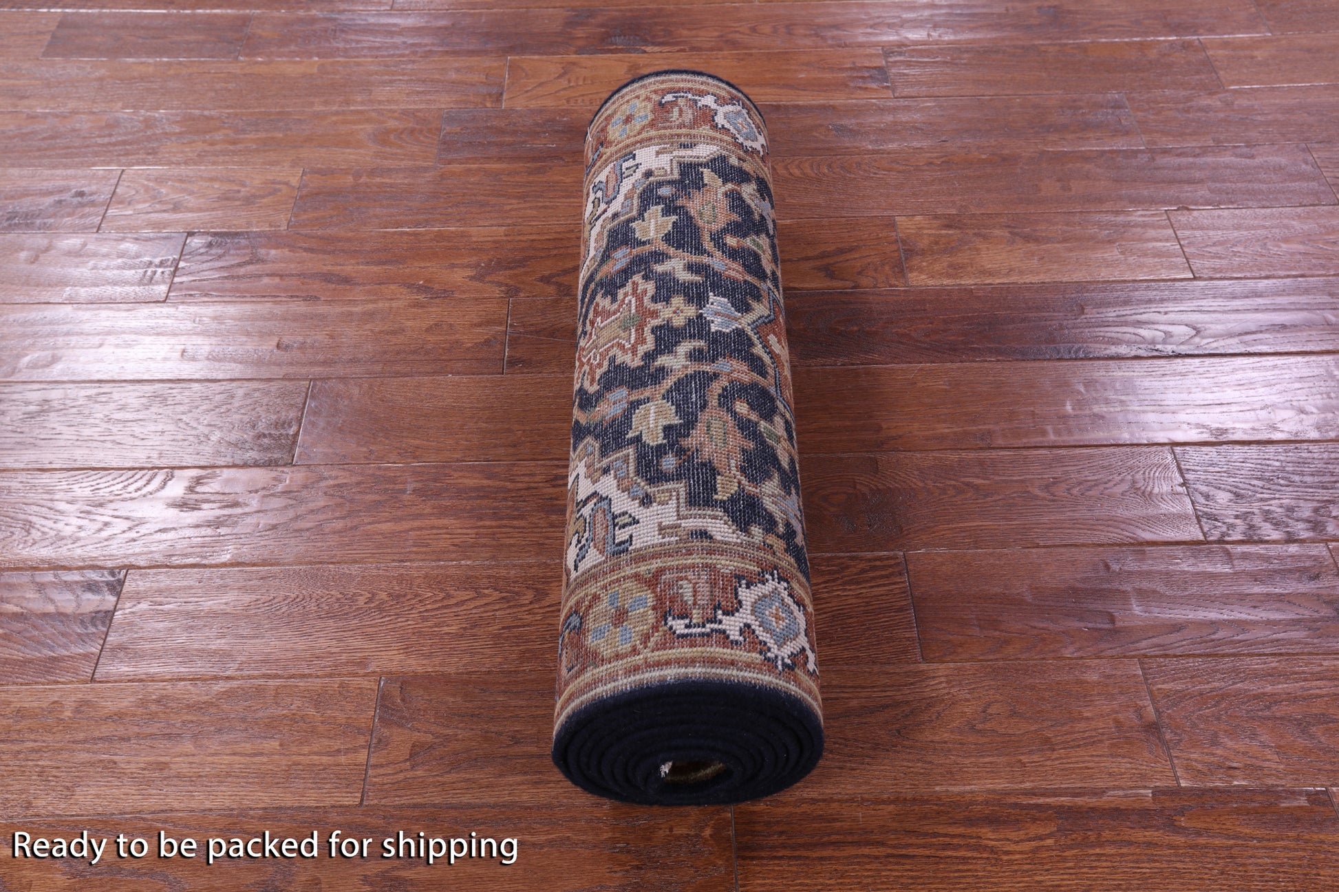 Blue Persian Fine Serapi Handmade Wool Runner Rug - 2' 8" X 11' 10" - Golden Nile