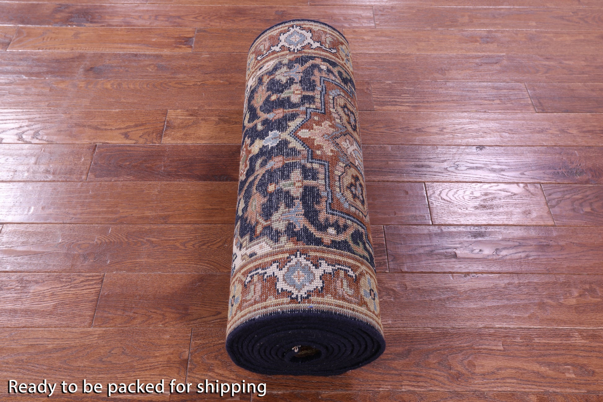 Blue Persian Fine Serapi Handmade Wool Runner Rug - 2' 8" X 17' 11" - Golden Nile
