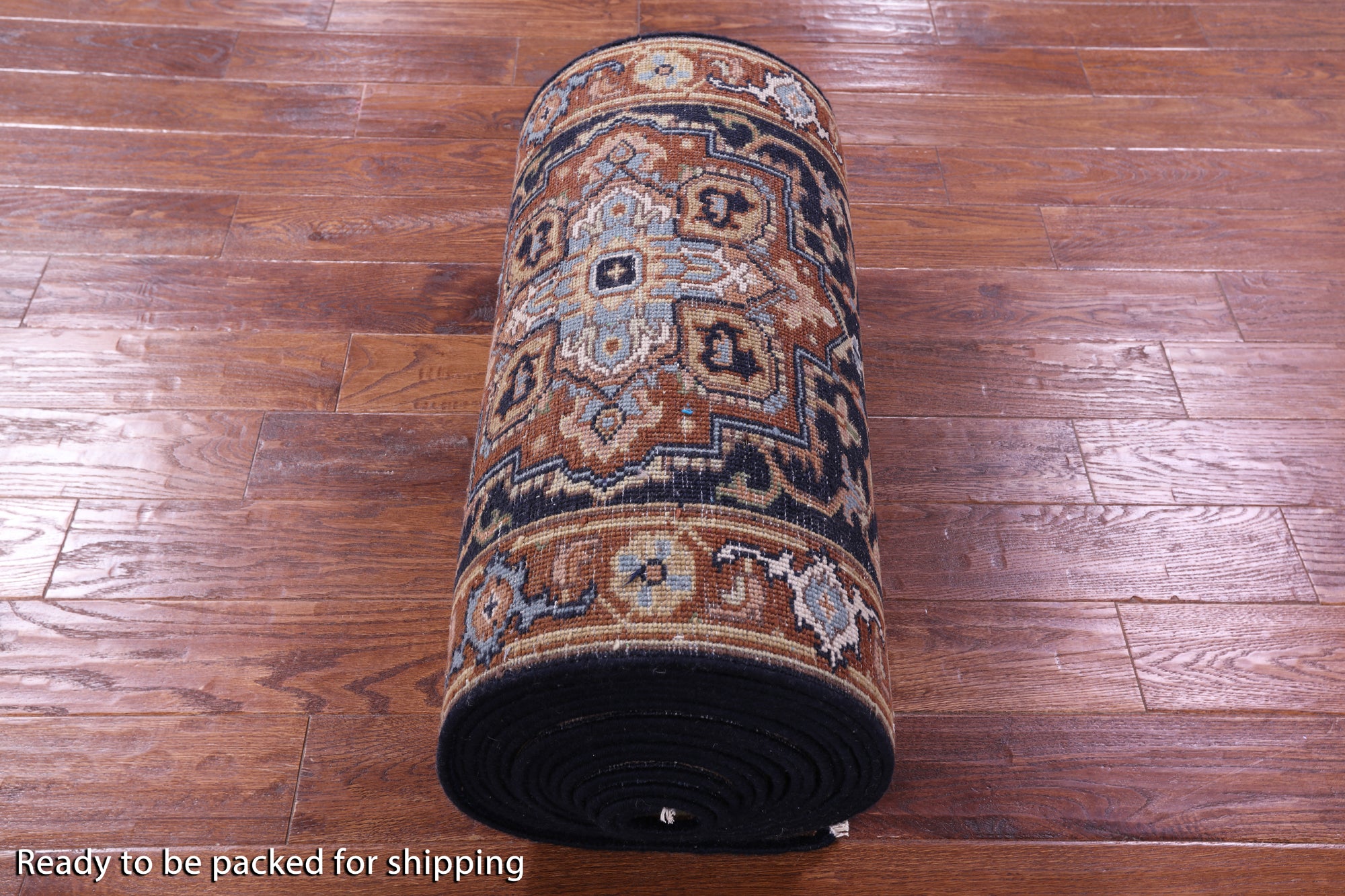 Blue Persian Fine Serapi Hand Knotted Wool Runner Rug - 2' 7" X 31' 10" - Golden Nile
