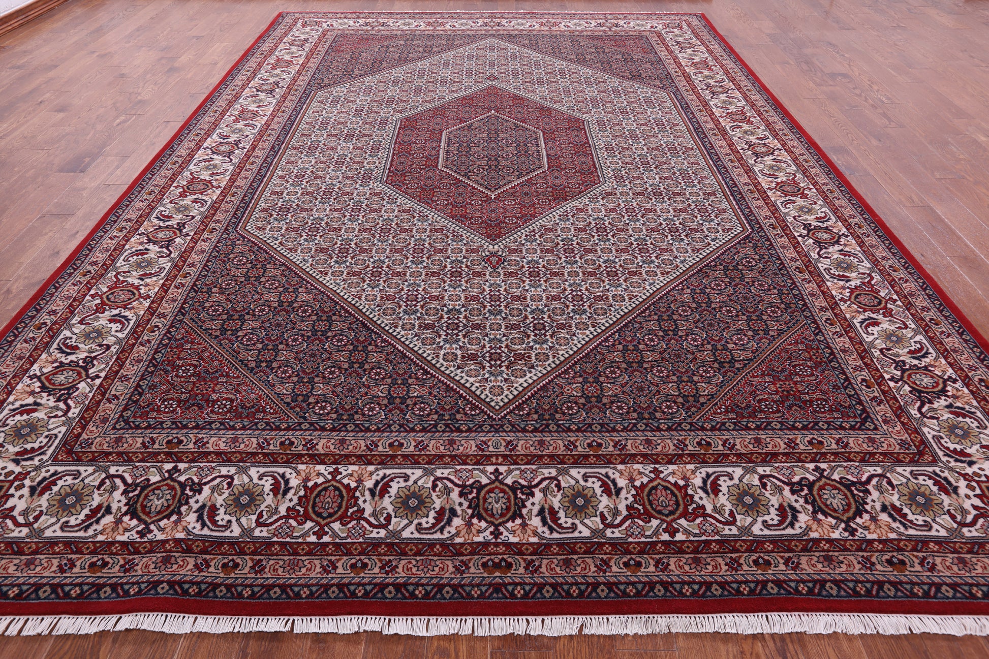 Red Persian Bijar Hand Knotted Wool Rug - 10' 0" X 14' 2" - Golden Nile