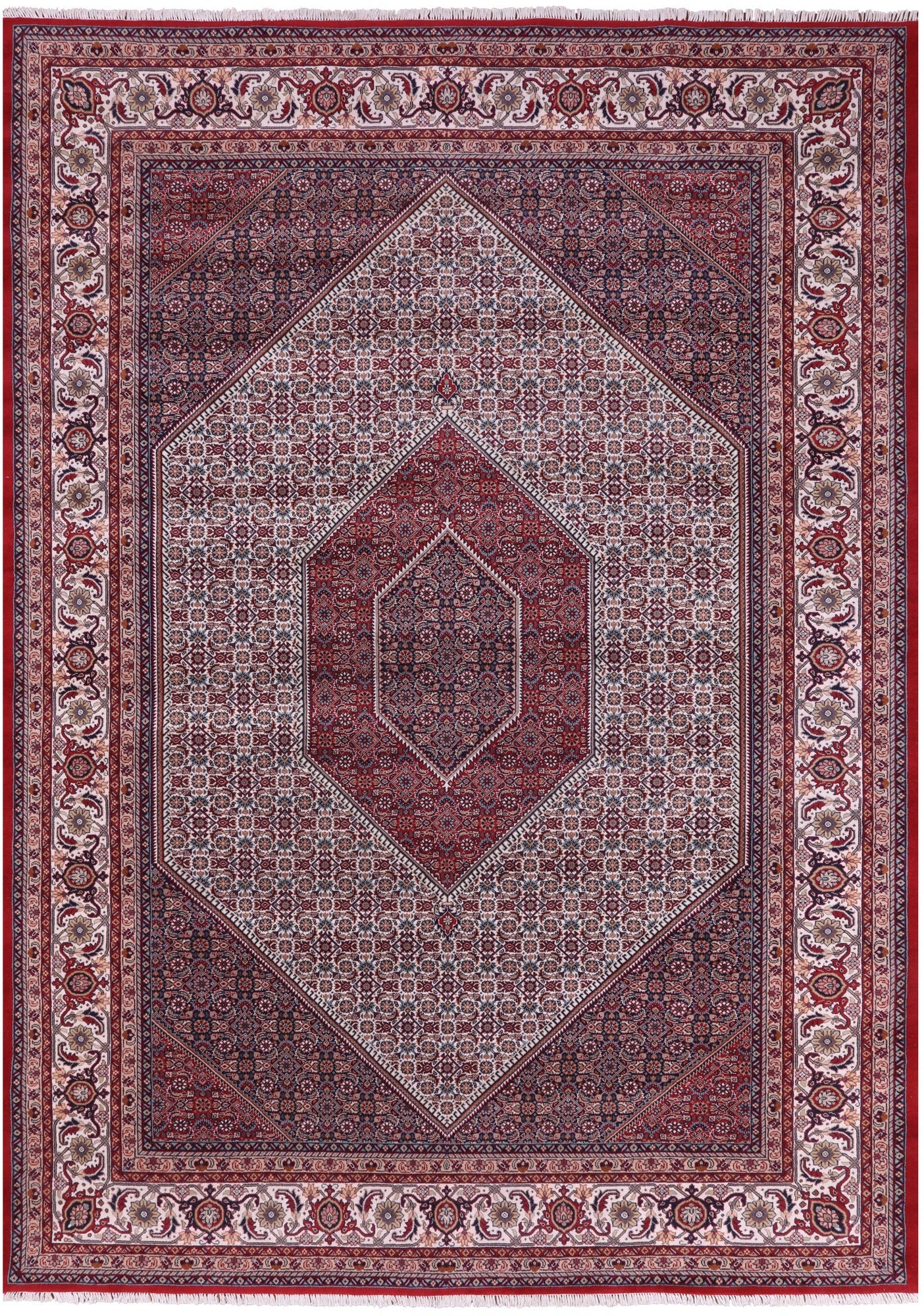 Red Persian Bijar Hand Knotted Wool Rug - 10' 0" X 14' 2" - Golden Nile