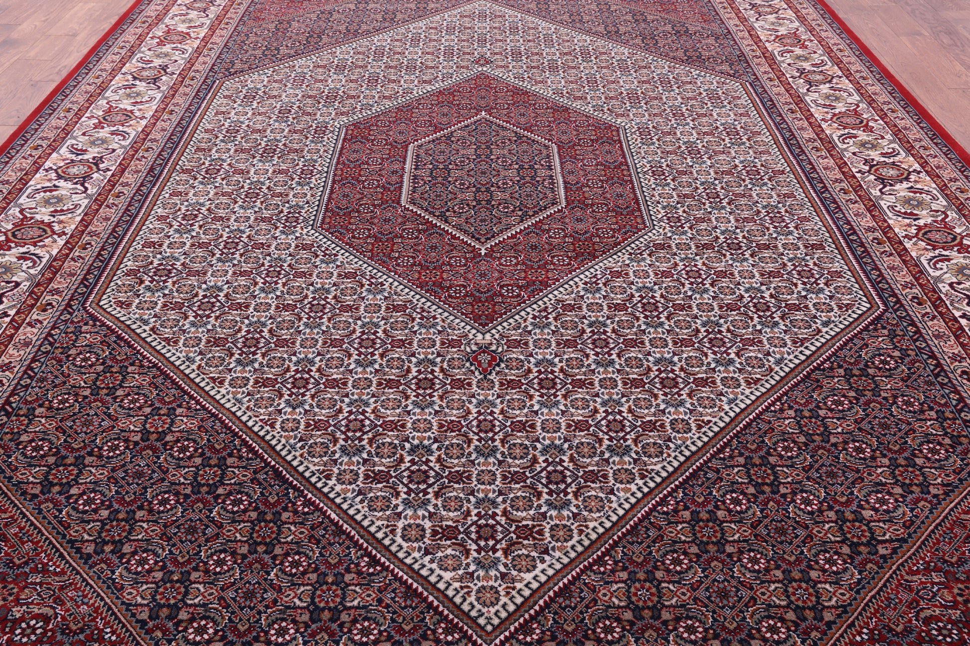 Red Persian Bijar Hand Knotted Wool Rug - 10' 0" X 14' 2" - Golden Nile