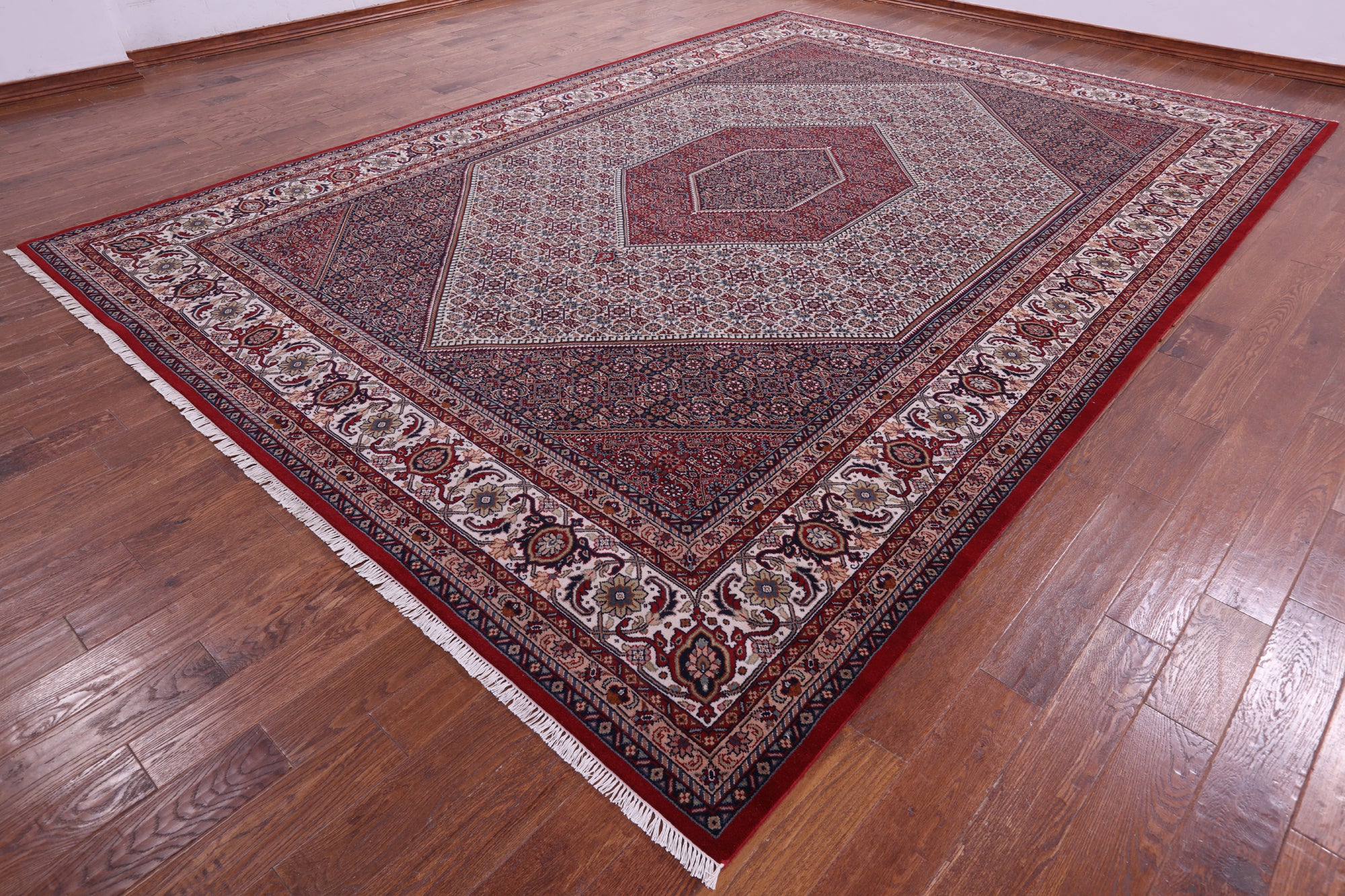 Red Persian Bijar Hand Knotted Wool Rug - 10' 0" X 14' 2" - Golden Nile