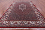 Red Persian Bijar Hand Knotted Wool Rug - 9' 9" X 14' 0" - Golden Nile