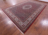 Red Persian Bijar Hand Knotted Wool Rug - 9' 9" X 14' 0" - Golden Nile