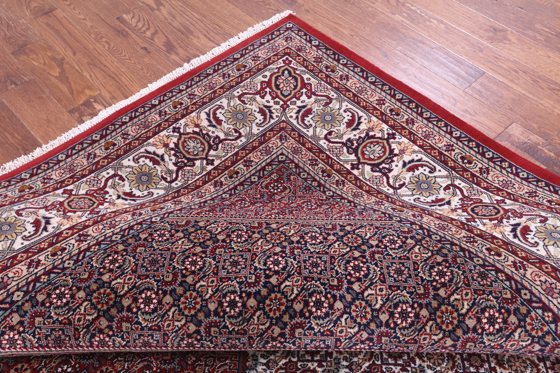 Red Persian Bijar Hand Knotted Wool Rug - 9' 9" X 14' 0" - Golden Nile
