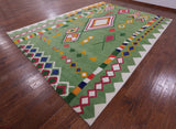 Green Tribal Moroccan Hand Knotted Wool Rug - 10' 1" X 13' 10" - Golden Nile