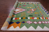 Green Tribal Moroccan Hand Knotted Wool Rug - 10' 1" X 13' 10" - Golden Nile