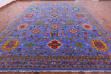 Blue Persian Fine Serapi Hand Knotted Wool Rug - 12' 2" X 16' 2" - Golden Nile