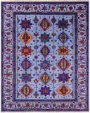 Blue Persian Fine Serapi Hand Knotted Wool & Silk Rug - 9' 1" X 11' 7" - Golden Nile