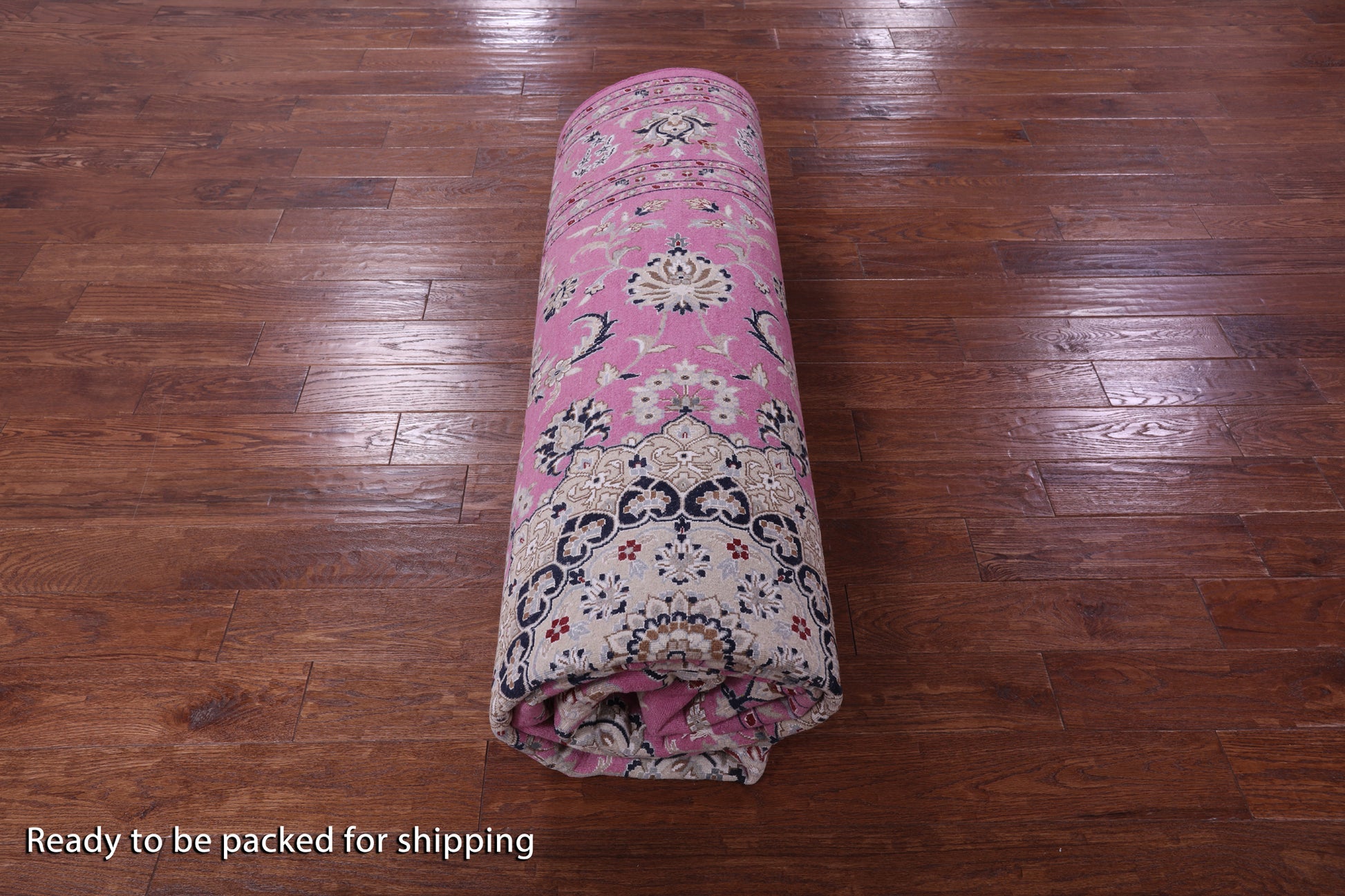 Pink Persian Nain Hand Knotted Wool Rug - 8' 11" X 12' 3" - Golden Nile