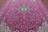 Pink Persian Nain Hand Knotted Wool Rug - 8' 11" X 12' 3" - Golden Nile