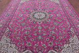 Pink Persian Nain Hand Knotted Wool Rug - 8' 11" X 12' 3" - Golden Nile