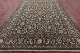 Green Persian Nain Hand Knotted Wool & Silk Rug - 8' 10" X 12' 1" - Golden Nile
