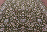 Green Persian Nain Hand Knotted Wool & Silk Rug - 8' 10" X 12' 1" - Golden Nile