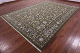 Green Persian Nain Hand Knotted Wool & Silk Rug - 8' 10" X 12' 1" - Golden Nile