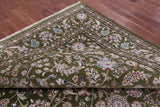 Green Persian Nain Hand Knotted Wool & Silk Rug - 8' 10" X 12' 1" - Golden Nile