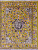 Gold Persian Nain Handmade Wool & Silk Rug - 7' 10" X 10' 0" - Golden Nile