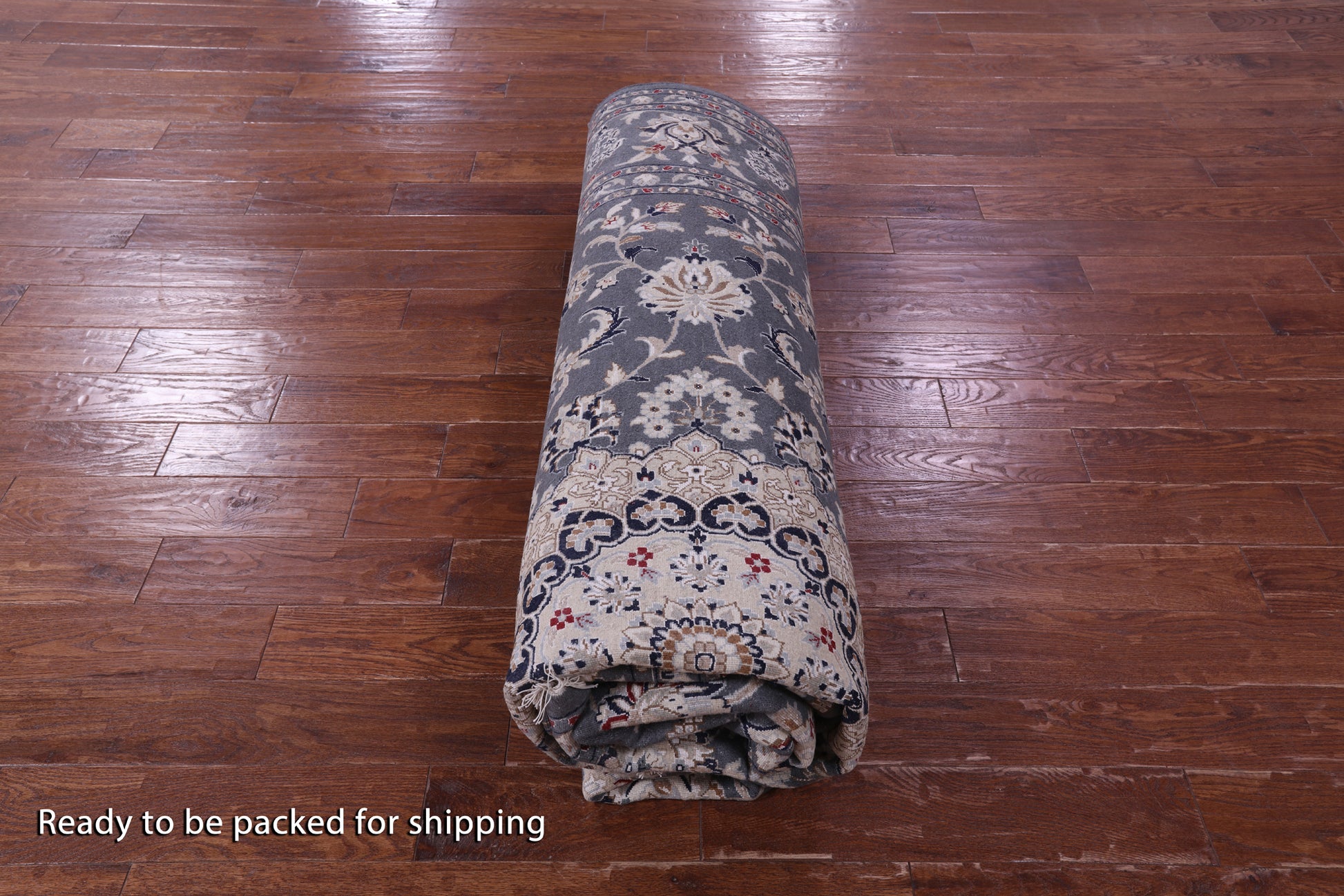 Grey Persian Nain Hand Knotted Wool & Silk Rug - 8' 10" X 12' 2" - Golden Nile