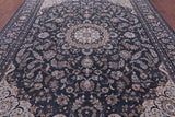 Grey Persian Nain Hand Knotted Wool & Silk Rug - 8' 10" X 12' 2" - Golden Nile
