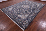 Grey Persian Nain Hand Knotted Wool & Silk Rug - 8' 10" X 12' 2" - Golden Nile