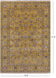 Gold Persian Nain Hand Knotted Wool & Silk Rug - 5' 0" X 7' 3" - Golden Nile