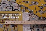 Gold Persian Nain Hand Knotted Wool & Silk Rug - 9' 1" X 12' 0" - Golden Nile