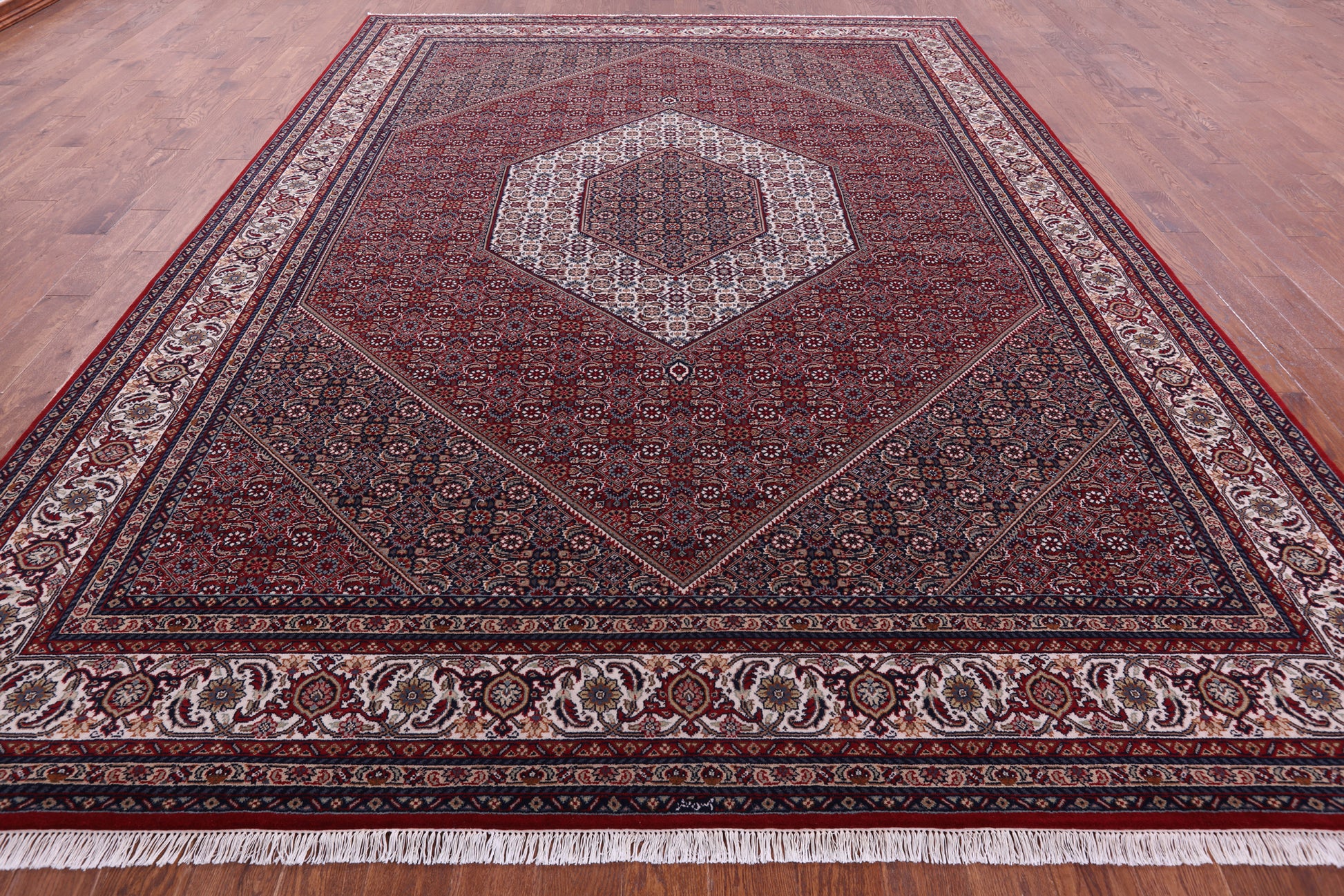 Red Persian Bijar Hand Knotted Wool Rug - 9' 9" X 13' 2" - Golden Nile