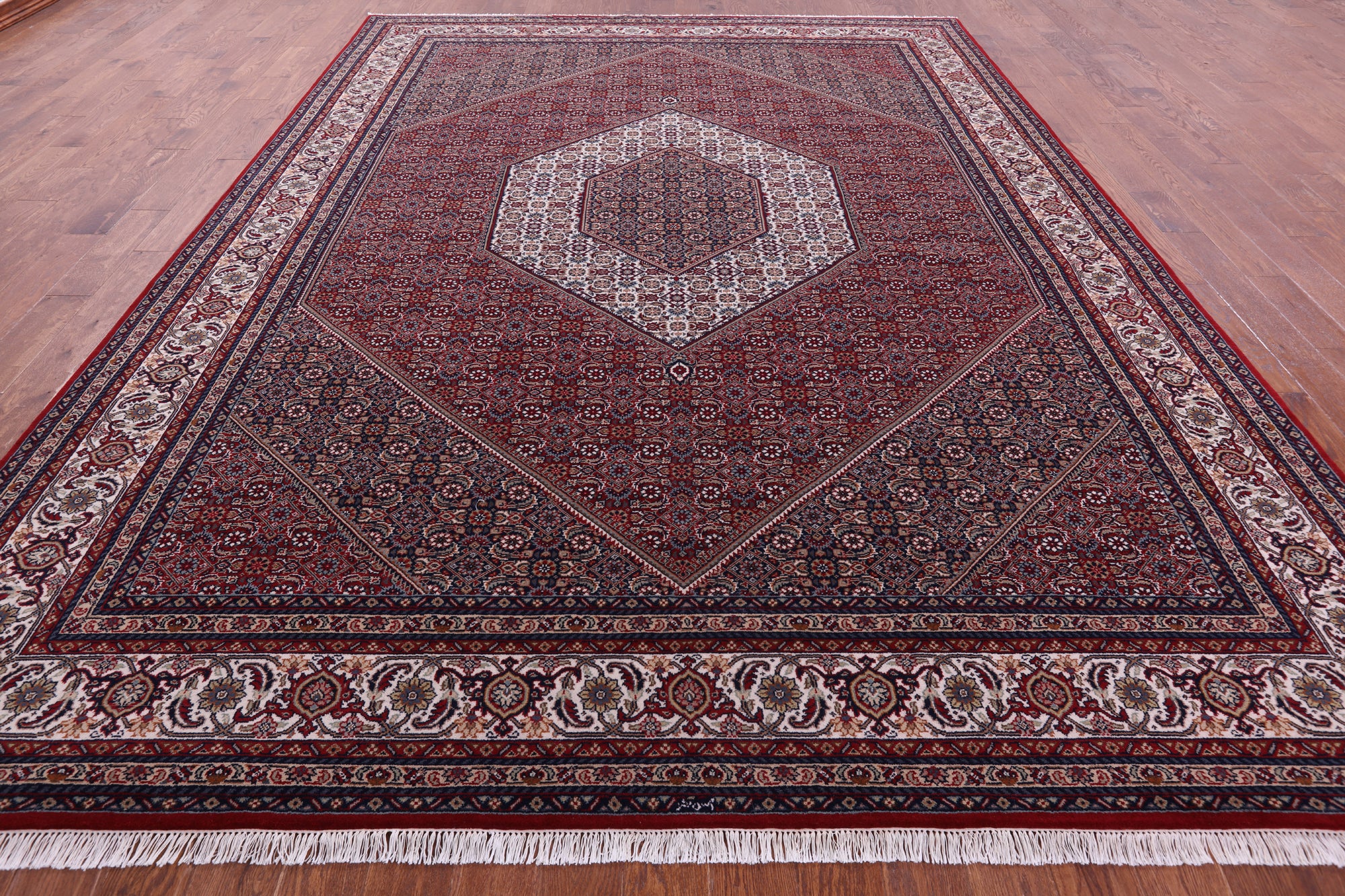 Red Persian Bijar Hand Knotted Wool Rug - 9' 9" X 13' 2" - Golden Nile