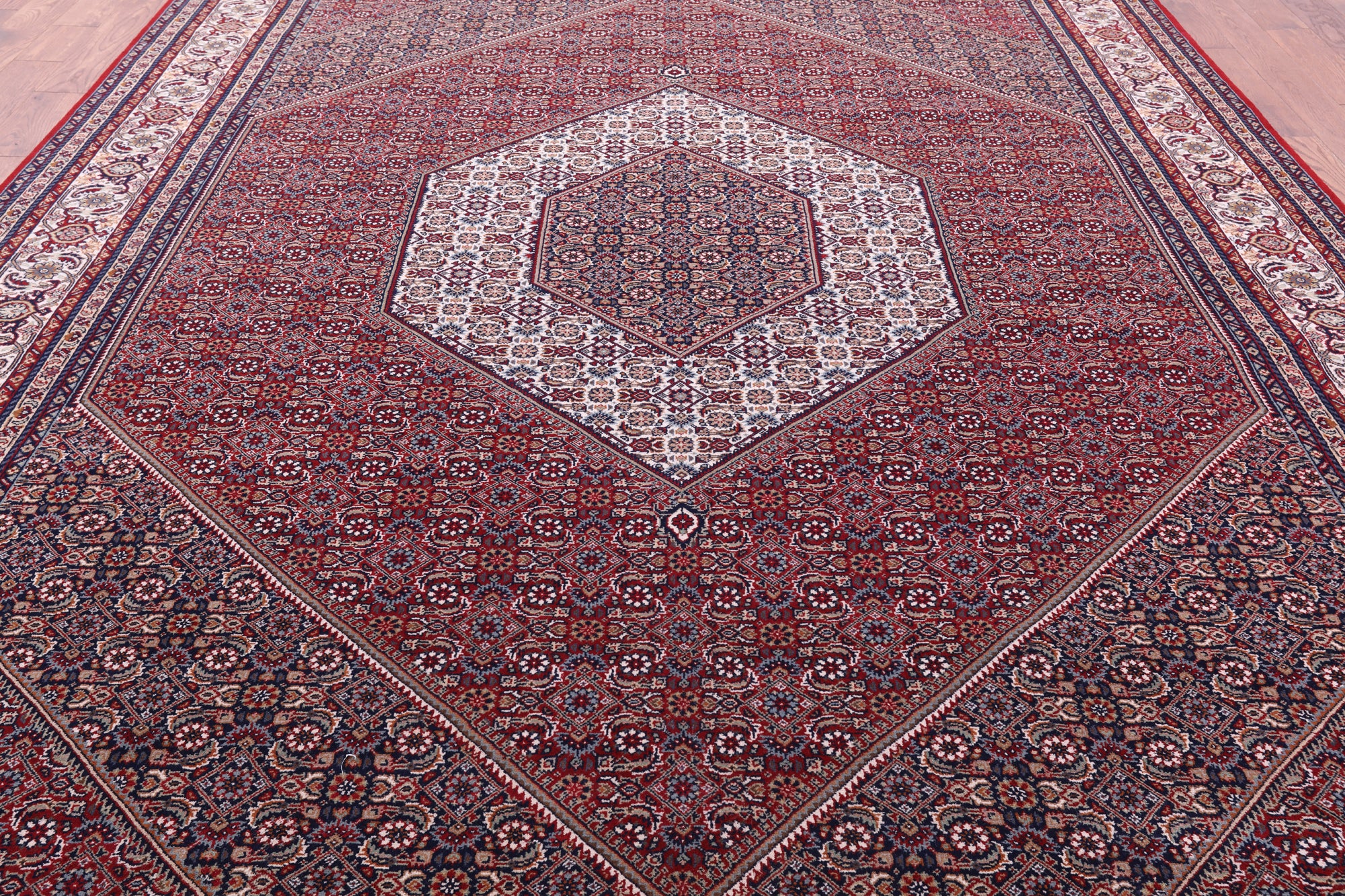 Red Persian Bijar Hand Knotted Wool Rug - 9' 9" X 13' 2" - Golden Nile