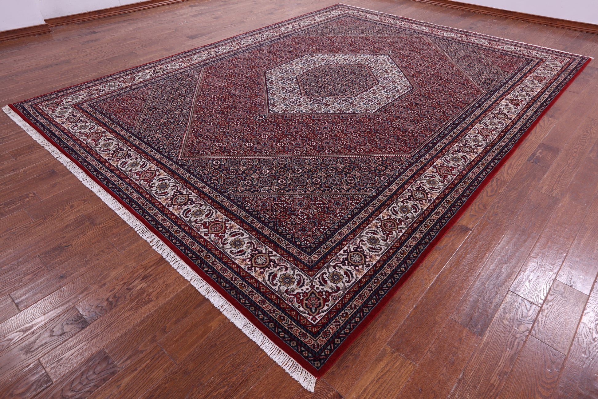Red Persian Bijar Hand Knotted Wool Rug - 9' 9" X 13' 2" - Golden Nile