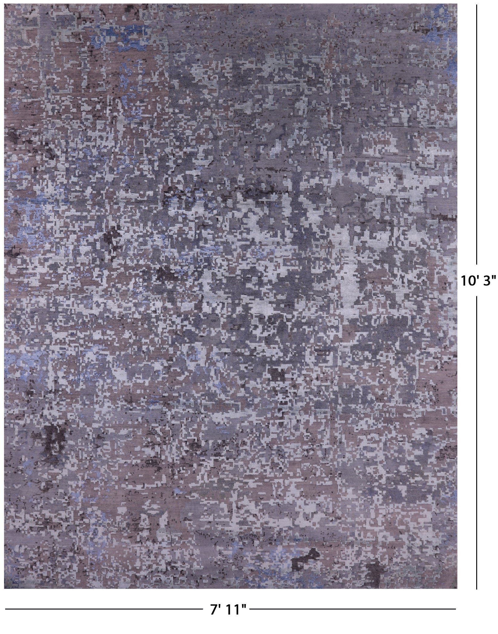 Abstract Contemporary Hand Knotted Wool & Silk Rug - 7' 11" X 10' 3" - Golden Nile